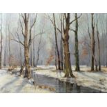 Kopp, Walter. Geb. 1877 Leipzig, war tätig ebd.Im Winterwald. Öl auf Leinwand, re. u. sign., 60 x 80