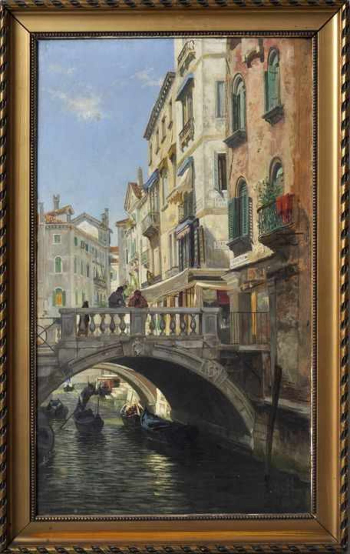 Hagn, Richard von. 1850 Husum-1933 Dresden.Ansicht aus Venedig: sonnige Morgenstimmung am Ponte - Bild 3 aus 6
