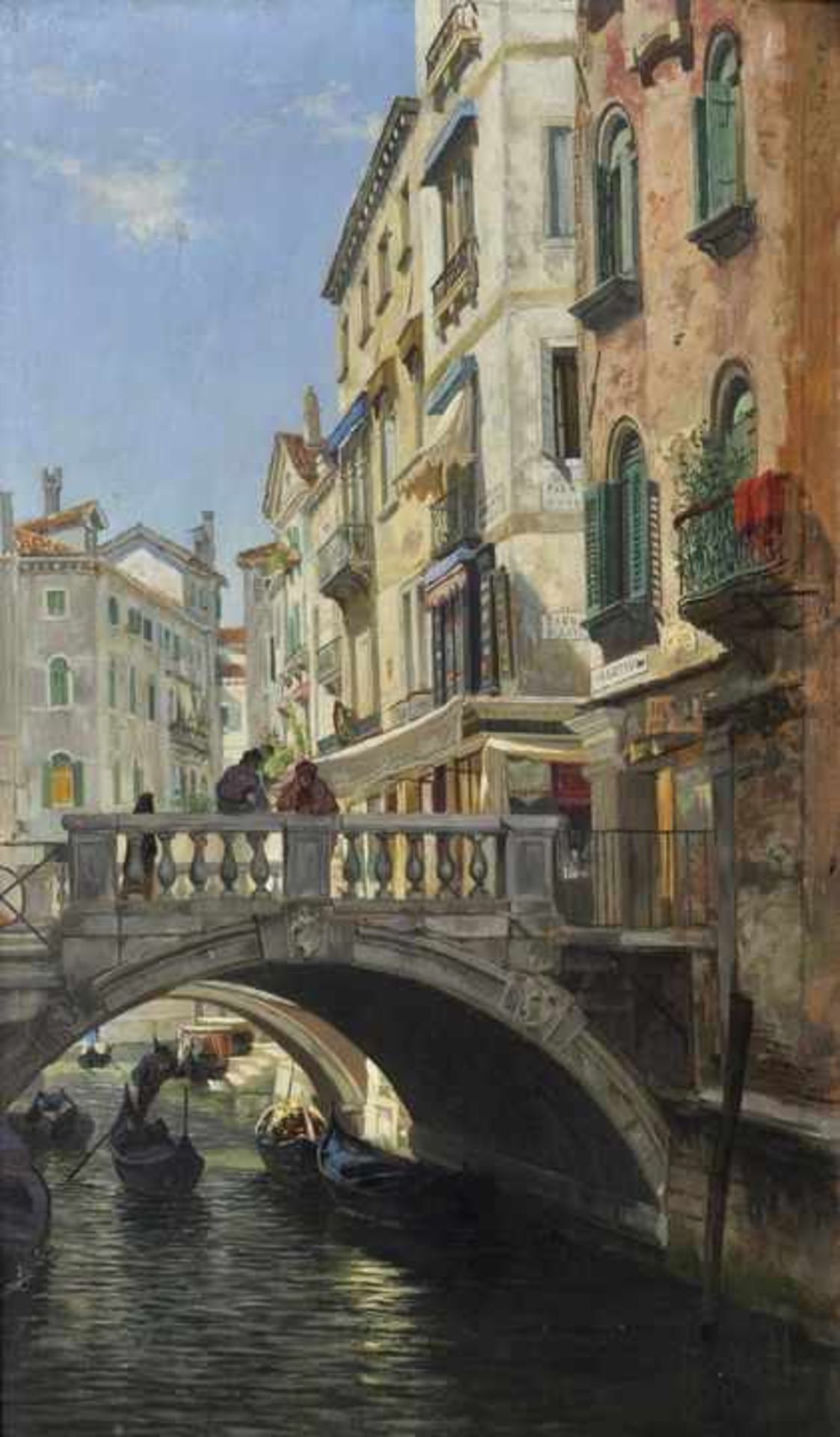 Hagn, Richard von. 1850 Husum-1933 Dresden.Ansicht aus Venedig: sonnige Morgenstimmung am Ponte - Bild 2 aus 6