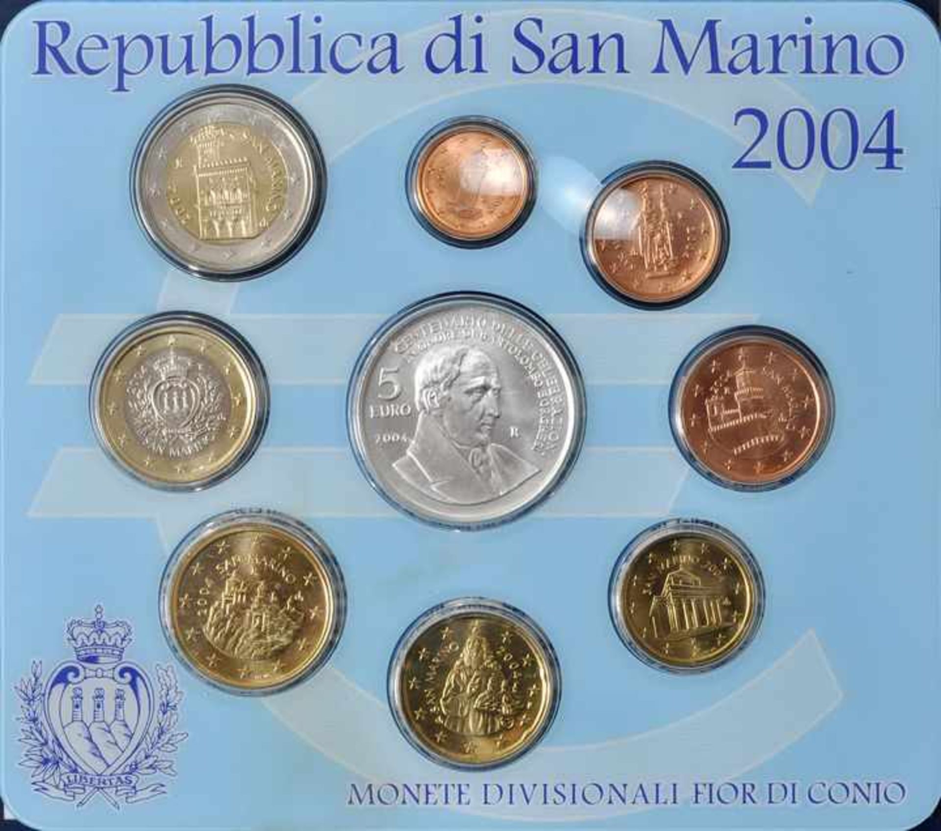 Kursmünzensatz, San Marino, 2003Repubblica di San Marino. 8 Kursmünzen im Wert v. 1 Cent-2 Euro, - Bild 2 aus 3