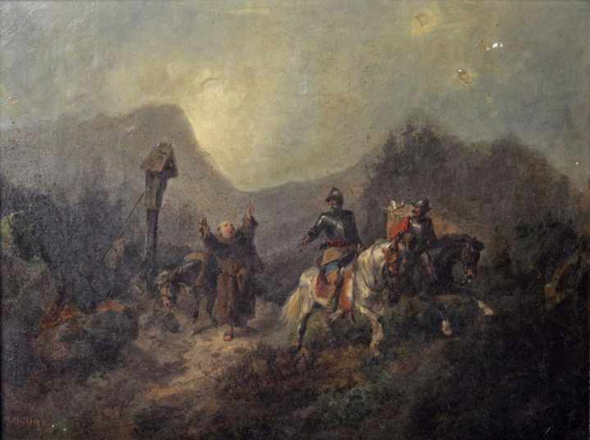 Mühlig, Meno. 1823 Eibenstock/ Sa.-1873 DresdenSzene aus dem 30-jährigen Krieg: zwei Söldner mit