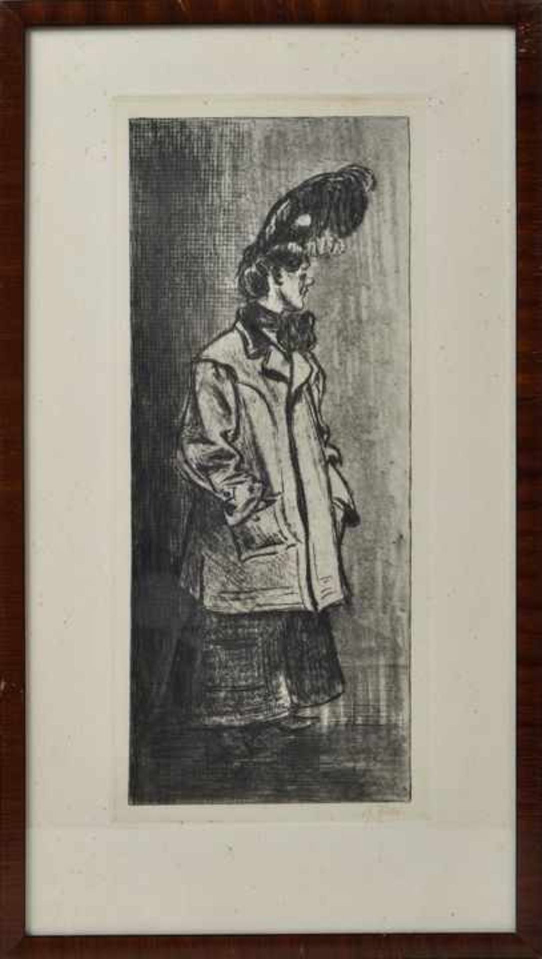 Zille, Heinrich. 1858 Radeburg - 1929 Berlin."Frau mit Pleureuse". Nachlassdruck. Radierung/ - Bild 3 aus 5