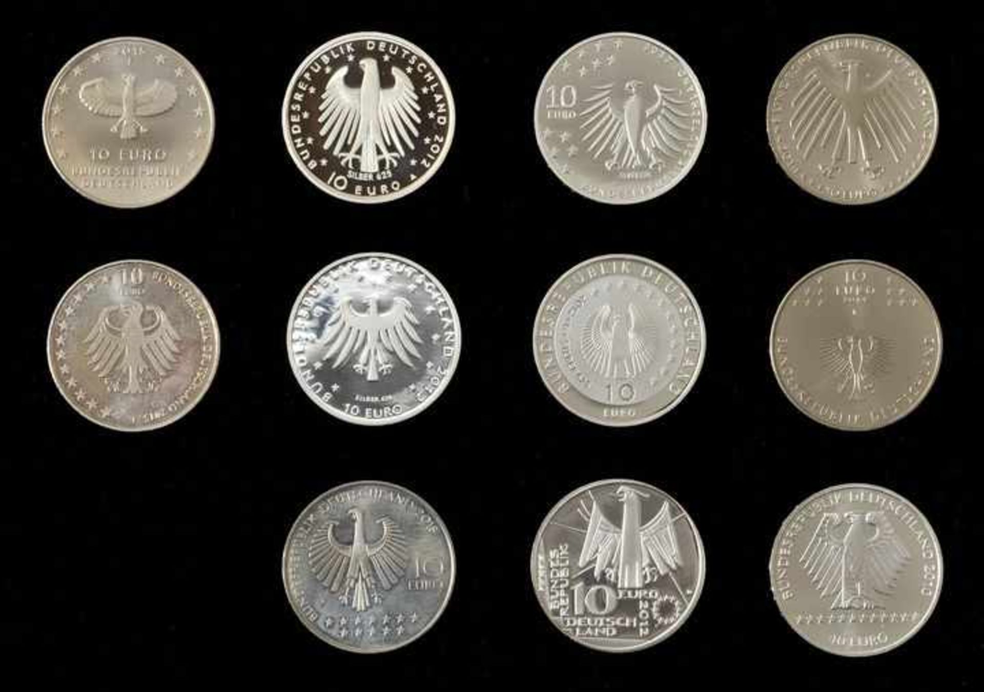 11 x 10 Euro in Silber bzw. Kupfer/ Nickel, BRD, 2010-2015a) 41. Alpine Ski-WM 2011 in Garmisch- - Bild 3 aus 3