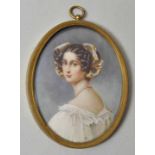 Stieler, Joseph, Miniatur nachBildnis Auguste Strobl. Um 1830/ 40. Oval, auf Elfenbein. Feine