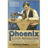 Schoen, Fritz. geb. 1871Werbeplakat "Phoenix Schnell-Nähmaschine", um 1905. Farblithografie. in