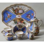 Dejeuner, Meissen, Bemalung Helena Wolfsohn, ca. 18608-teilig, bestehend aus Tablett mit zwei