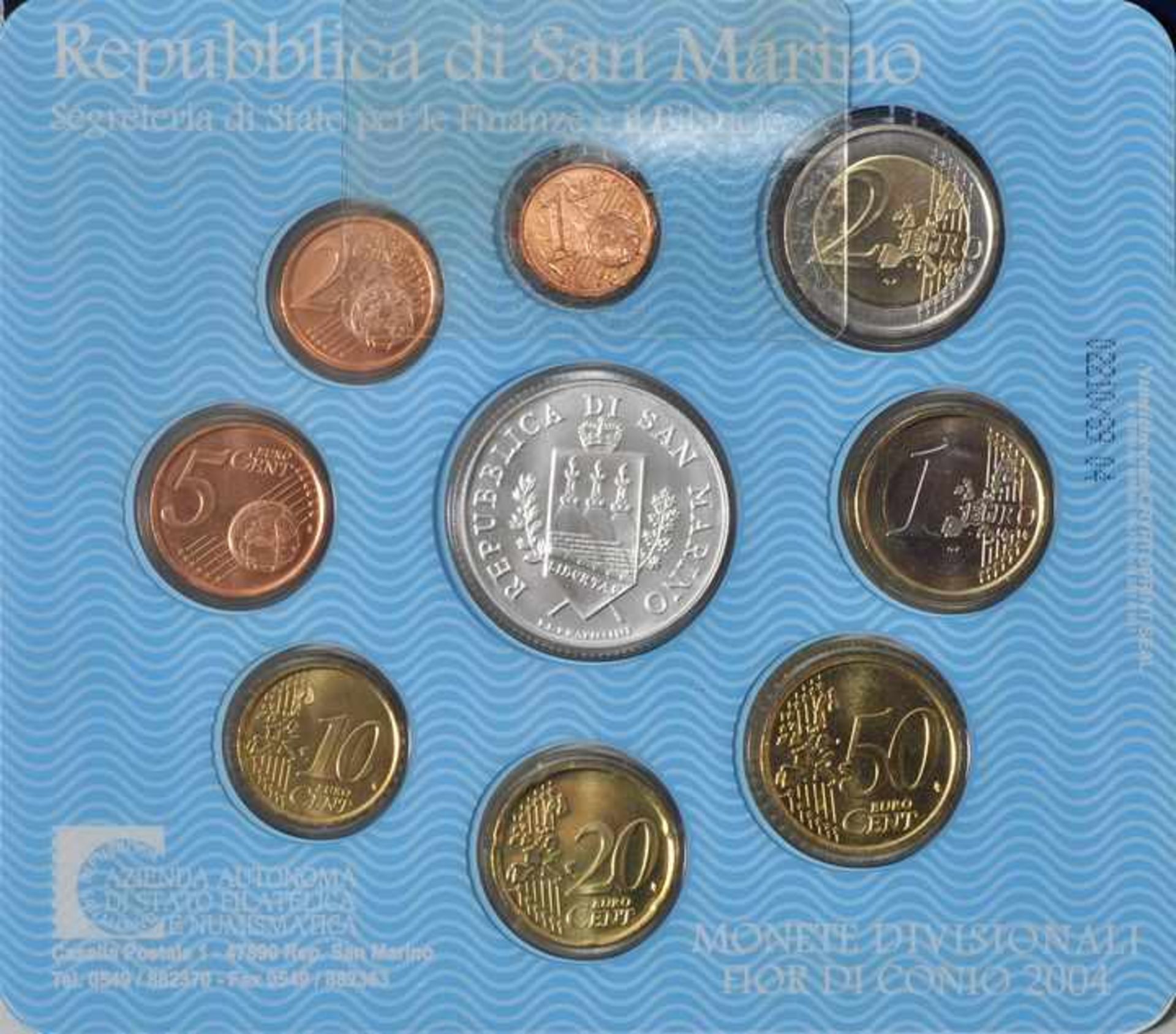 Kursmünzensatz, San Marino, 2003Repubblica di San Marino. 8 Kursmünzen im Wert v. 1 Cent-2 Euro, - Bild 3 aus 3