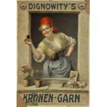 "Dignowity's Kronen-Garn." Farblithografie. 59,6 x 41 cm. Knickspurig, zwei Ecken besch.(