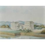 Kruspe, Heinrich. 1821-1893 ErfurtAnsicht einer klassizistischen Villa, im Hintergrund Schloss.