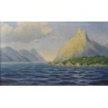 Jensen, Max. 1860 Berlin-1908Skandinavische Fjordlandschaft. Öl auf Leinwand, li. u. sign.