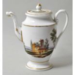 Kaffekanne, wohl Thüringen, um 1800Porzellan, Vasenform mit Vogelkopfausguss. Wandung polychrom