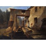 Rosenberg, Friedrich. 1758 Danzig-1833 AltonaAlte Wassermühle im Wald. Öl auf Leinwand, 38 x 49