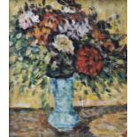 Pogédaieff, Georges A. de.1894 Jalta - 1971 Ménerbes, Frankreich Sommerblumen in blauer Vase. Öl auf