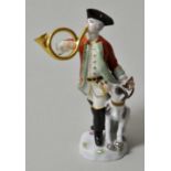 Figur Jäger mit Waldhorn, Meissen, 1997Modell Ehder 1755. Porzellan, in polychromen