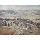 Büttner, Erich.1889 Berlin - 1936 Freiburg im Breisgau. Winterlandschaft mit Spaziergängern. Öl