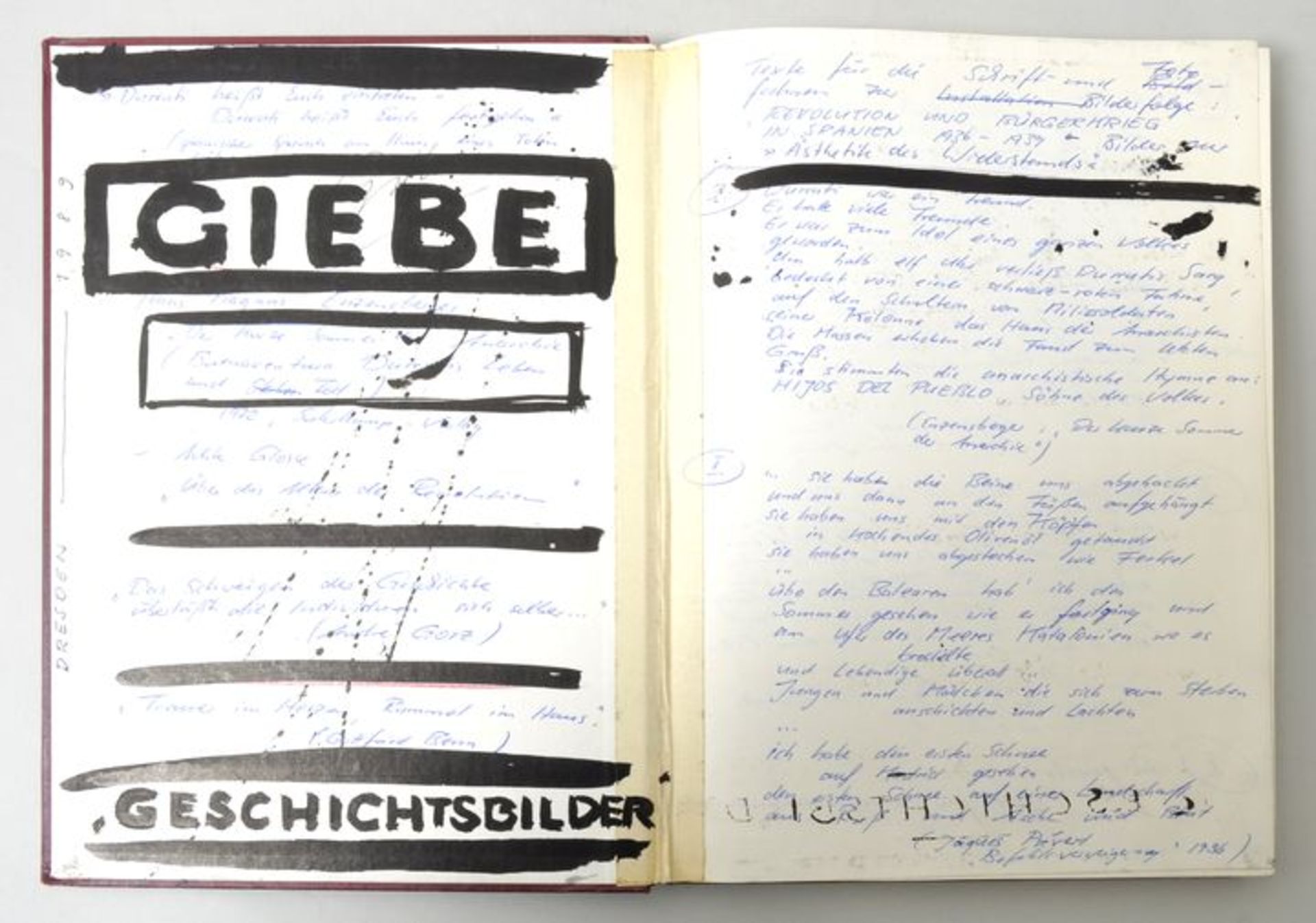 Giebe, Hubertus. 1953 Dohna bei DresdenSkizzenbuch 1989 / 1992. Innen bezeichnet "GIEBE", datiert