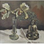 Ruegsegger, Nelly. SchweizStillleben mit Buddha und Orchidee. 1947. Öl auf Leinwand, re. u. sign.