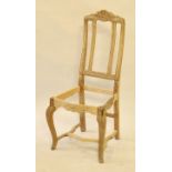 Stuhl, 2. H..18. JhBuche, in Teilen restauriert, Polsterung und Rohrgeflecht fehlen. H. 103 cm- - -