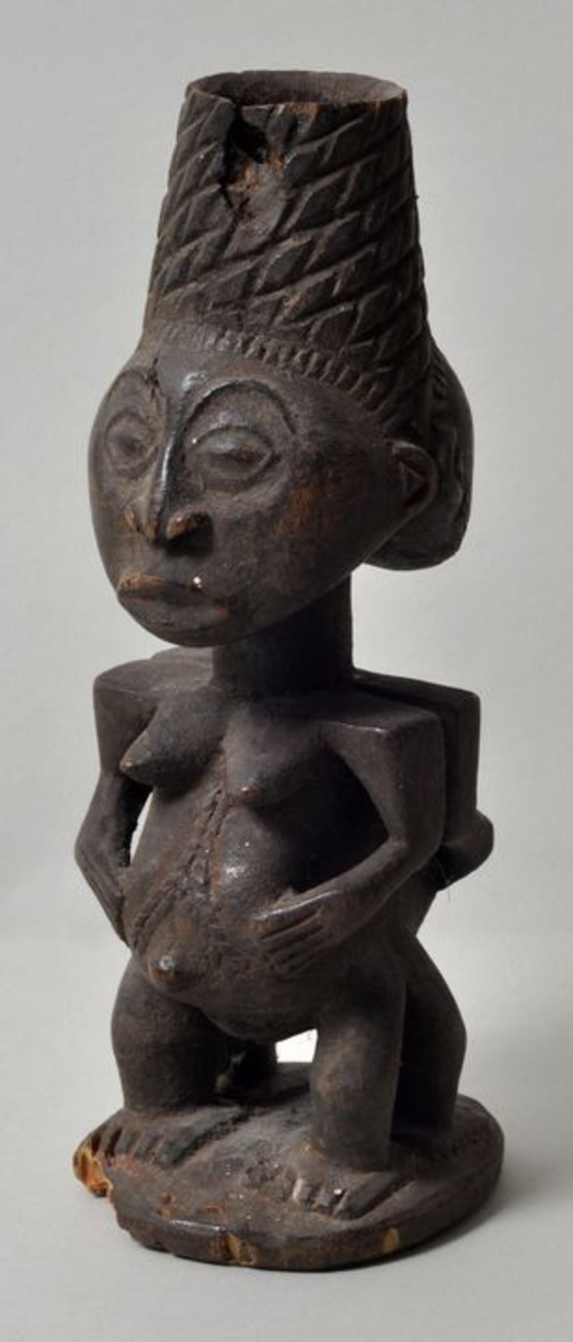 Janus-Figur, Hemba, KongoZauberfigur (?). Holz, geschnitzt, alte Patina, Figur mit einer