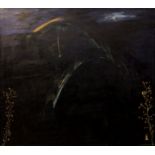 Unbekannt, E. 20./ Anf. 21. Jh.Komposition in Dunkelblau. Öl/ Acryl/ Leinwand, 135 x 145 cm,