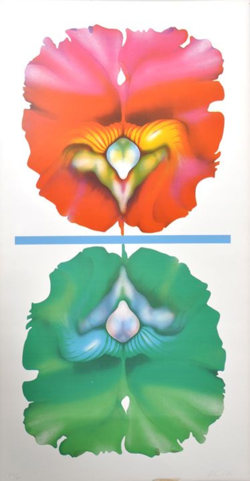 Unbekannter KünstlerBlüten in Rot und Grün. Farboffsetdruck. 1970. In Blei u.re. signiert (nicht