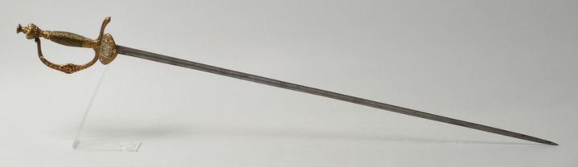 Degen für Beamte der Reichspost, Preußen, ca. 1880Rückenklinge, L. 81 cm, Messinggefäß am Griffstück