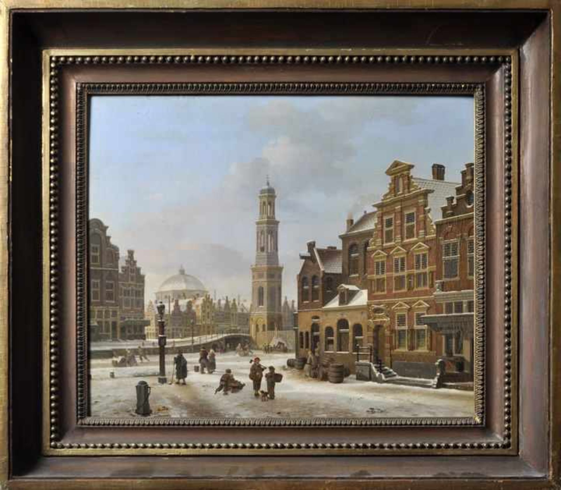 Unbekannter holländischer KünstlerUmkreis Bart van Hove (1790-1880) ? Holländische Stadtszenerie - Bild 2 aus 2