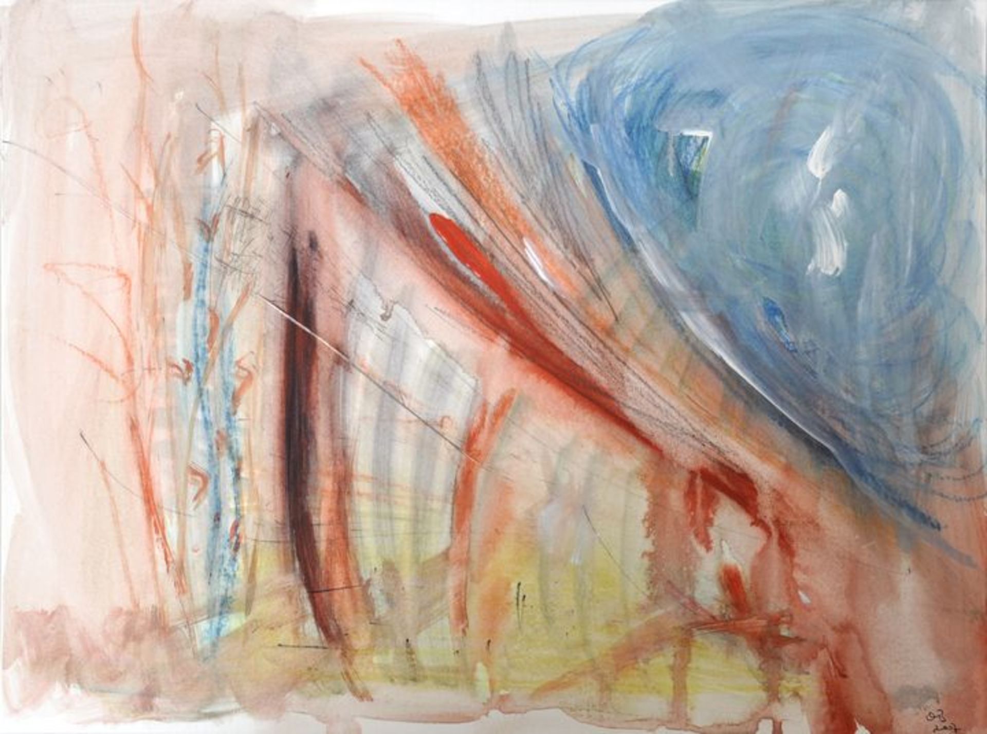 Böhme, Olaf, 2007Informelle Komposition ("Fast vergeblicher Tag"), 2007. Mischtechnik in Aquarell,