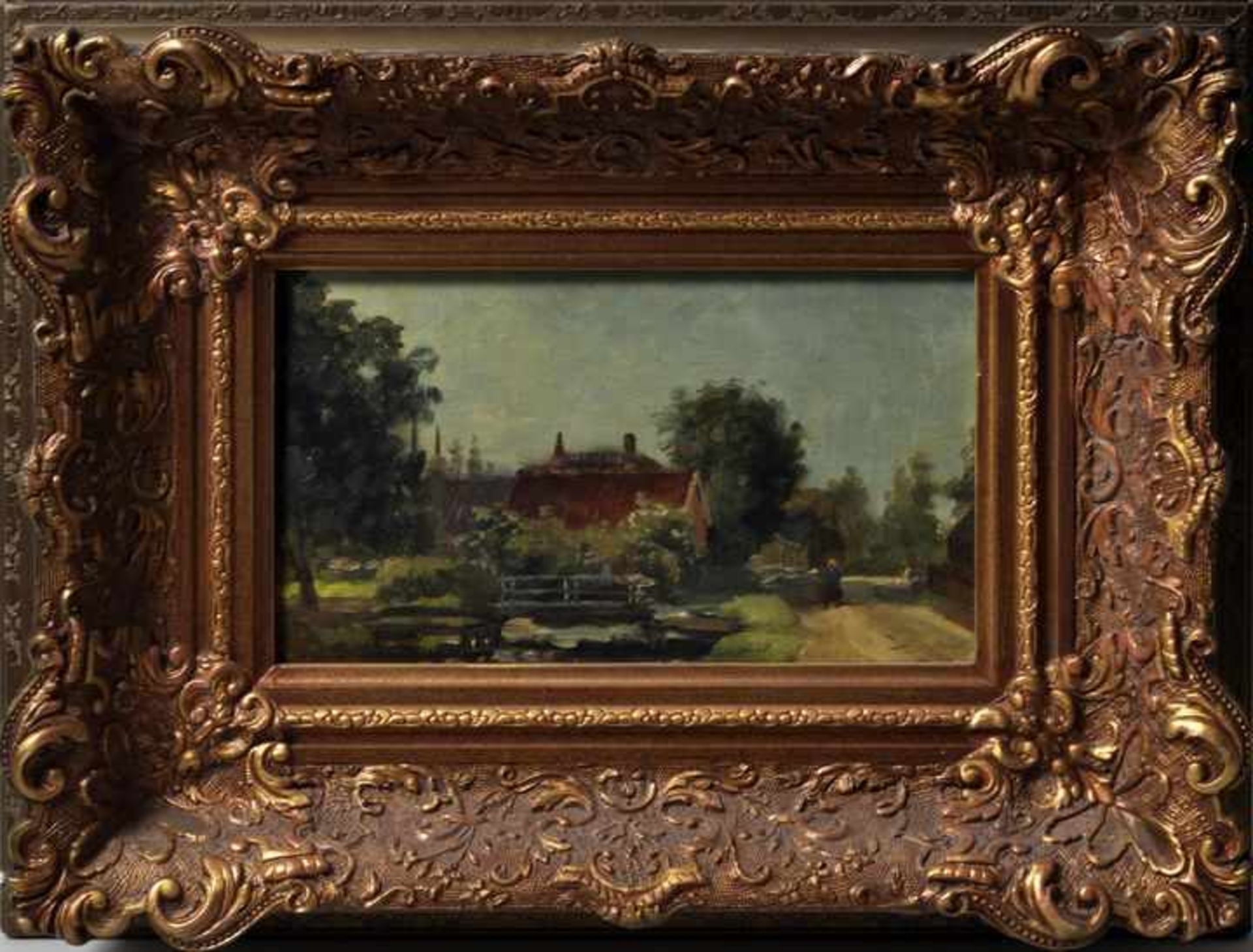 Weyns, Jan Harm.1864 Zwolle - 1945 Rotterdam Dorfanger mit kleiner Brücke. Öl auf Leinwand, auf - Bild 2 aus 3