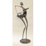 UnbekanntWeibliche Aktfigur, afrikanisch. Metallguss, H. 140 cm- - -25.00 % buyer's premium on the