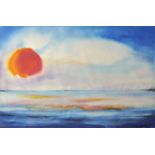 Unbekannt, um 2000Sonnenuntergang über dem Meer. Seidenmalerei, re. u. sign., 42 x 63,5 cm (PA),