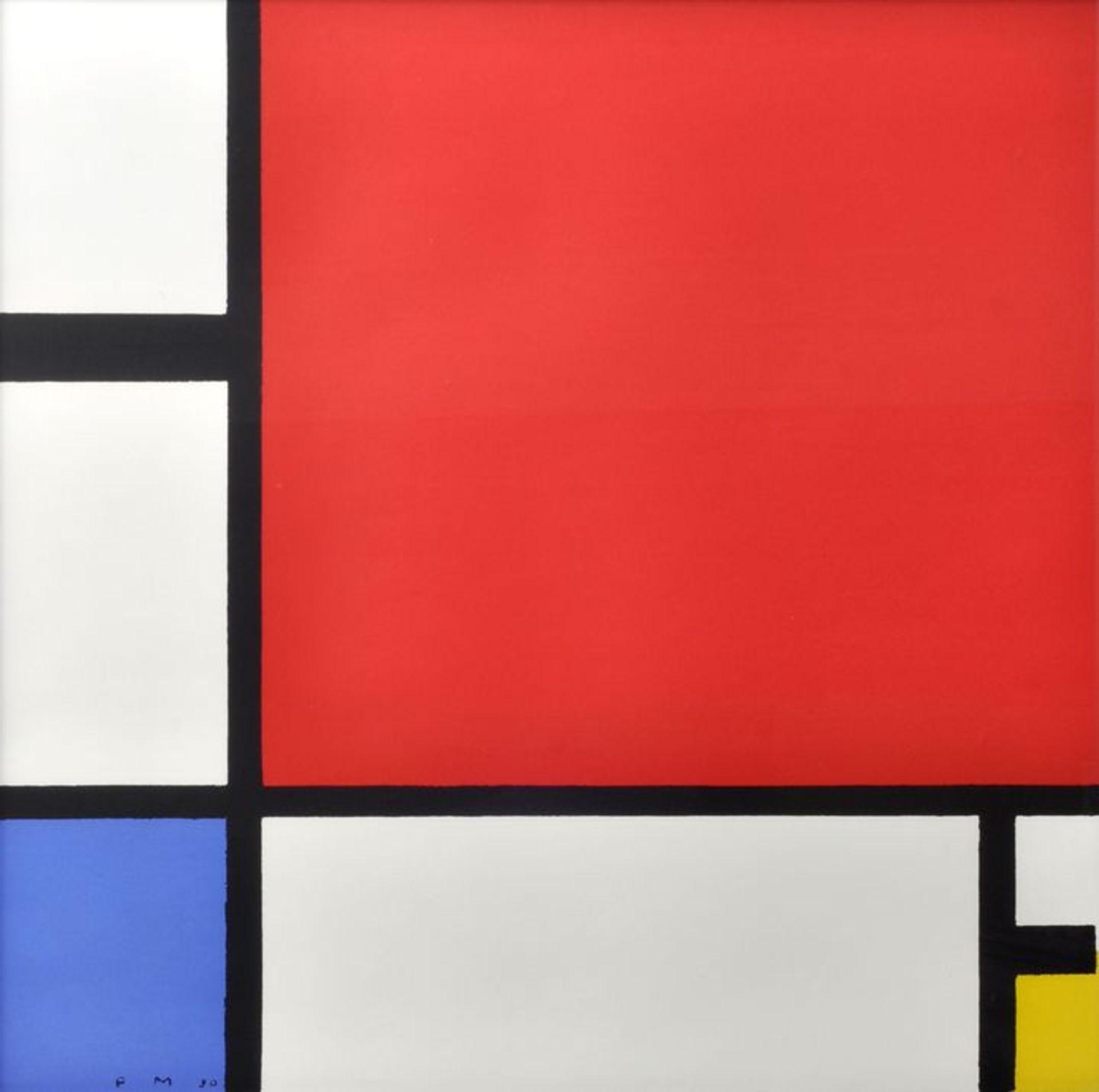 Mondrian, Piet1872 - 1944 Komposition in Rot, Blau und Gelb. Zeitgenössischer Siebdruck nach dem