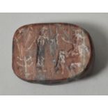 Stempel-Siegel, wohl Vorderasien, archaischer StilStein, Siegelfläche geschnitten: stehende Figur