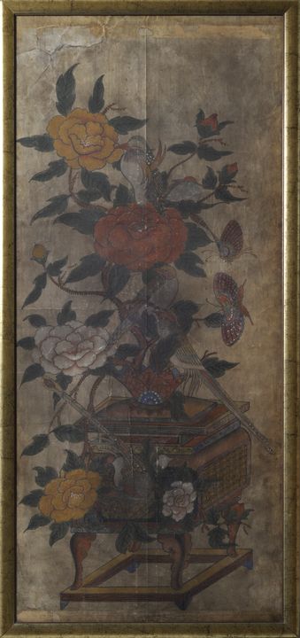 Tapete, China, 19. Jh. (oder früher)Malerei in Deckfarben auf Papier: blühende Päonie in - Bild 2 aus 2