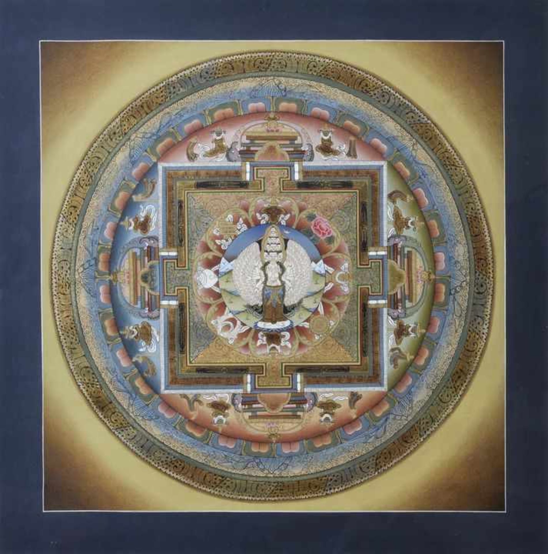 Mandala des Avalokiteshvara, Nepal, neuzeitlichIm Zentrum die buddhistische Gottheit des unendlichen