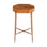 A Sheraton Revival mahogany and polychrome painted lamp table, circa 1900