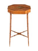 A Sheraton Revival mahogany and polychrome painted lamp table, circa 1900