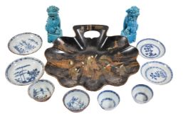 Nanking Cargo- two pairs of Chinese blue and white teabowls and saucers, Qianlong