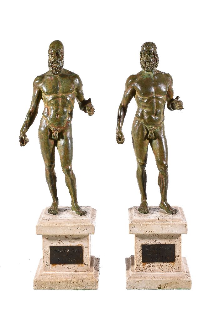 A pair of Italian bronze models of the Riace Warriors, post 1972