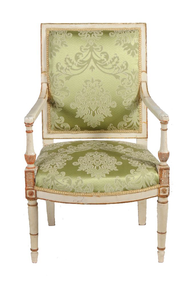 A French painted and parcel gilt open armchair, circa 1800 - Image 2 of 2