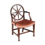 A George III mahogany wheel back elbow chair, circa 1760
