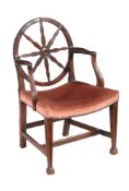 A George III mahogany wheel back elbow chair, circa 1760