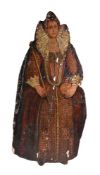 A painted wood figural dummy board portraying Queen Elizabeth I of England, 19th century