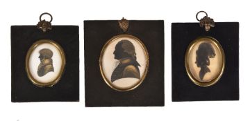 John Field (1772-1848)Silhouette portrait of a ladySilhouette portrait of a gentlemanPainted on plas