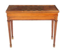 A Continental mahogany and inlaid tric-track table, early 20th century