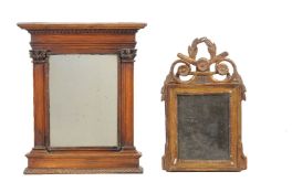 An Italian carved and stained wood wall mirror, in the manner of a tabernacle frame, late 18th centu