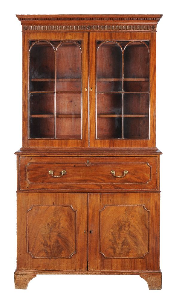 A George III mahogany secretaire bookcase, circa 1800