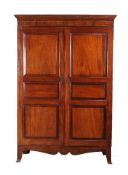 A mahogany wardrobe or linen cupboard, late 19th /early 20th century