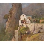 Salvatore Petruolo (Italian 1857-1946)House on cliffside