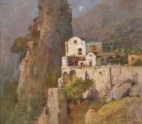 Salvatore Petruolo (Italian 1857-1946)House on cliffside